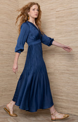 Yamileth Long Solid Dress_Color_Blue