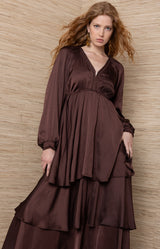 Blaine Charmeuse Solid Maxi Dress_Color_Brown
