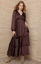 Blaine Charmeuse Solid Maxi Dress_Color_Brown