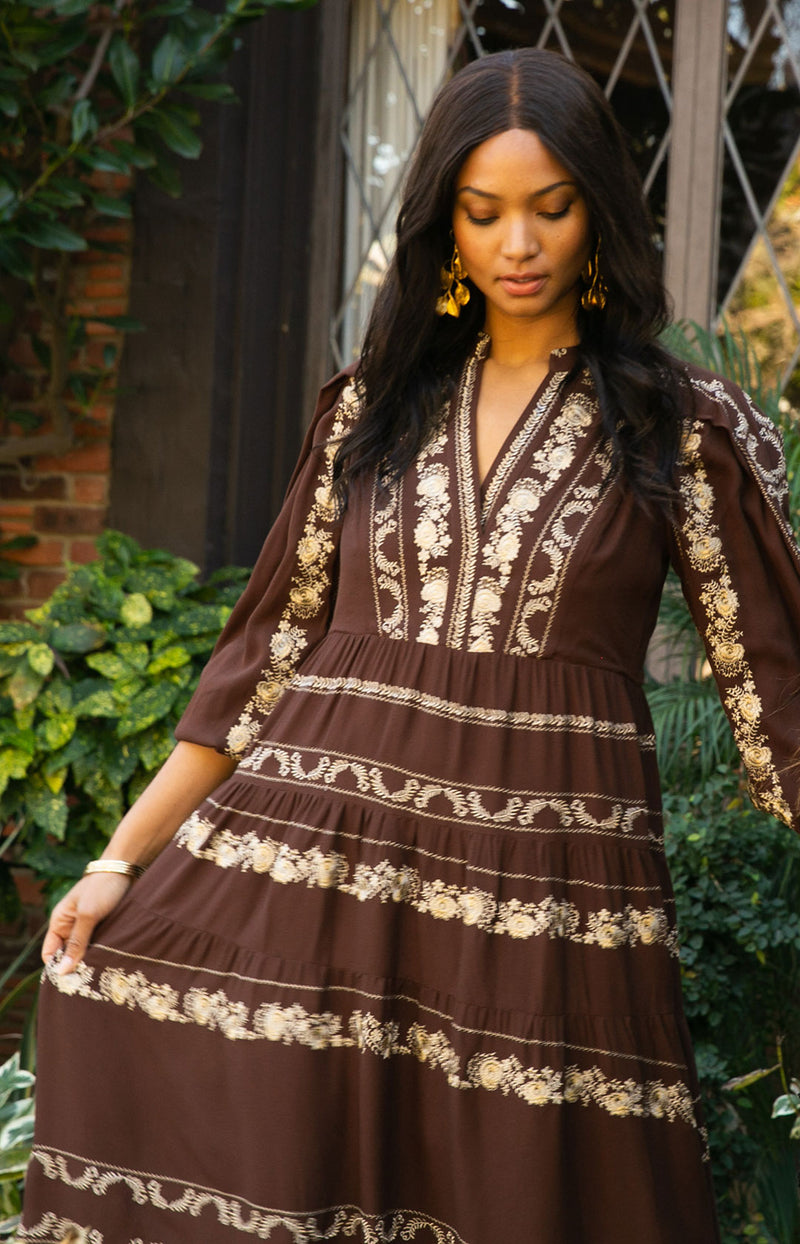 Luna Embroidered Maxi Dress Black / Xs Luna Embroidered Maxi Dress Black / Xs