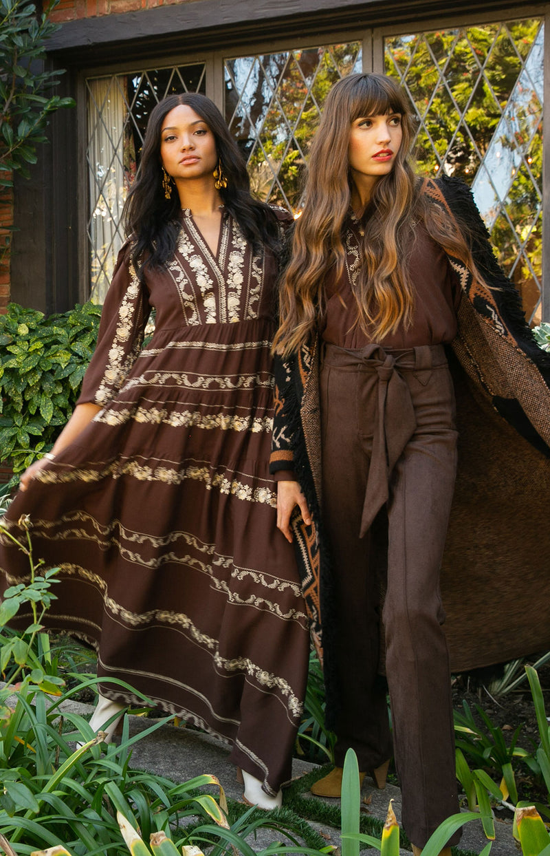 Luna Embroidered Maxi Dress, color_brown