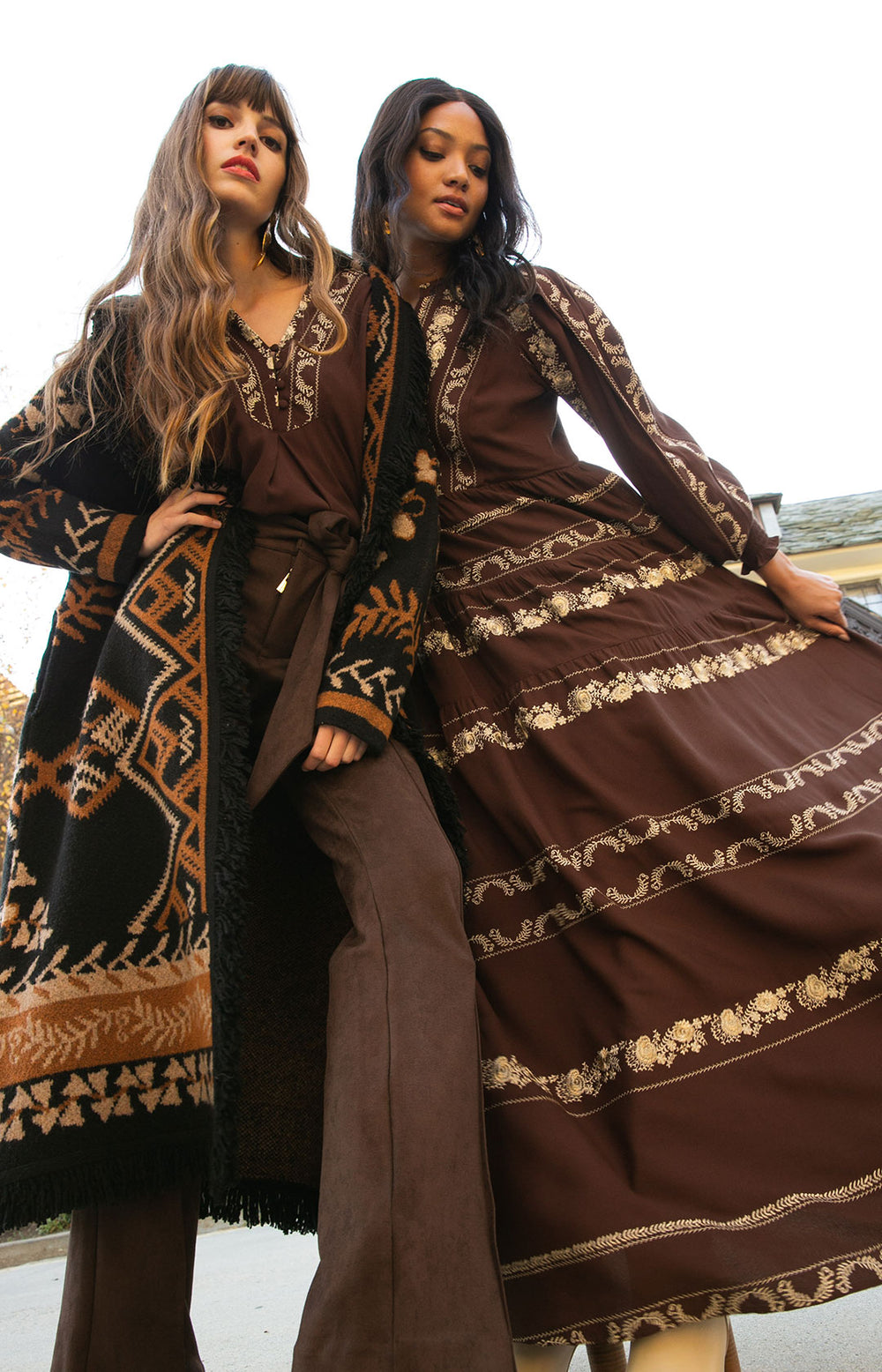 ＊美品＊2WAY DRAPE SLEEVE EMBROIDERY DRESS Sweet Repeat | modern drape asymmetric dress defined by a