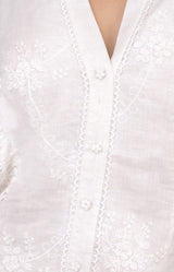 Eulalia Linen Top, color-Ivory