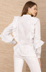 Eulalia Linen Top, color-Ivory