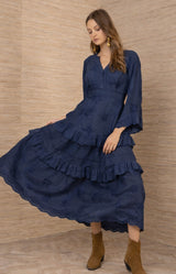 Bronte Linen Dress, color_Navy