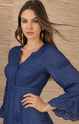 Bronte Linen Dress, color_Navy