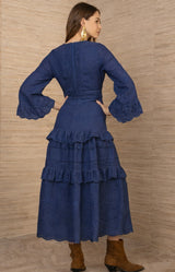 Bronte Linen Dress, color_Navy