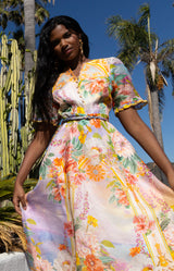 Cyrilla Linen Organza Maxi Dress