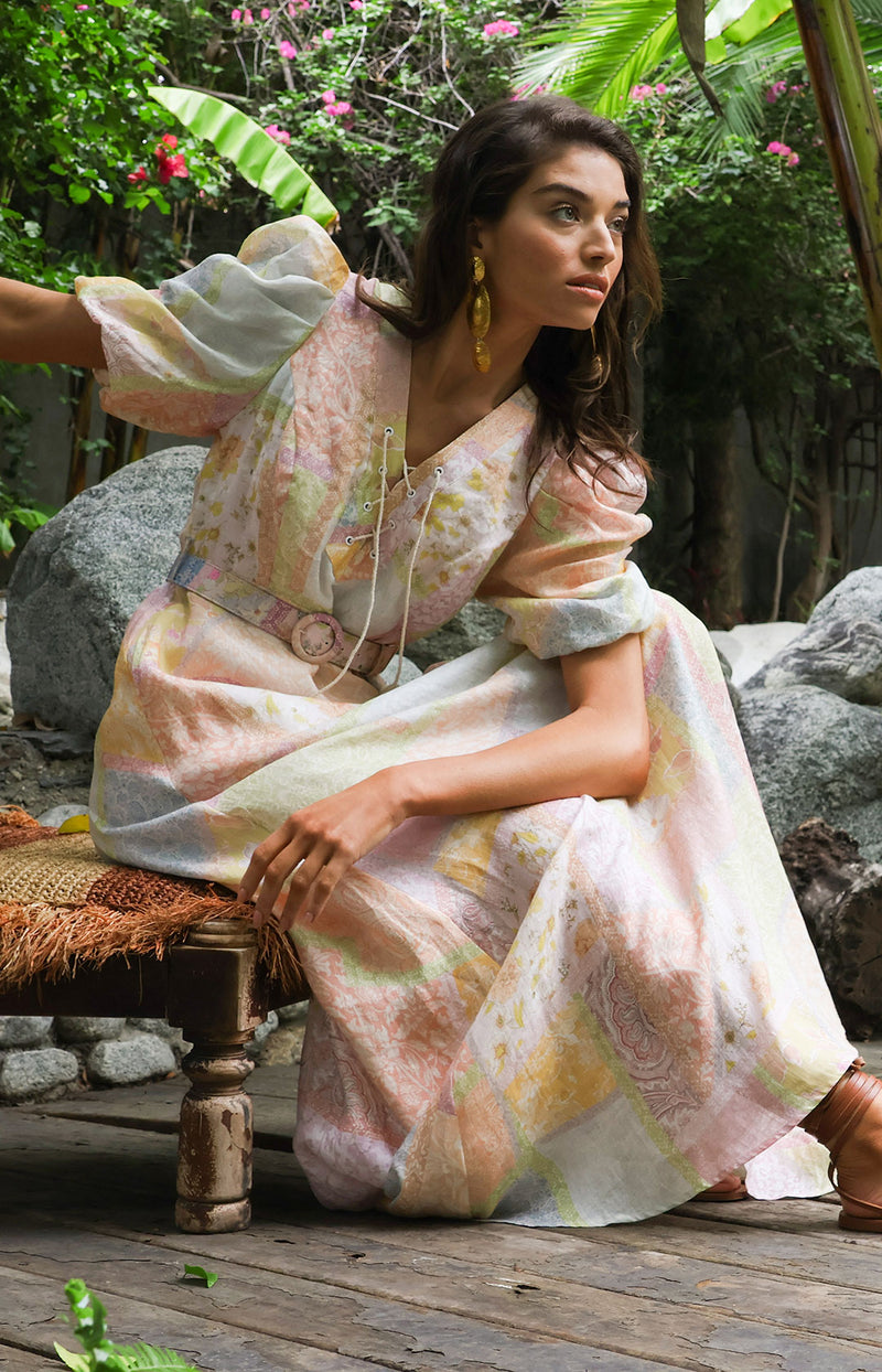 Arabella Linen Midi Dress, color_peach