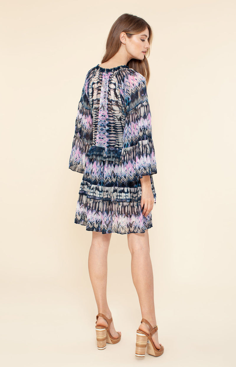Selina Tiered Ruffle Dress,color_brown