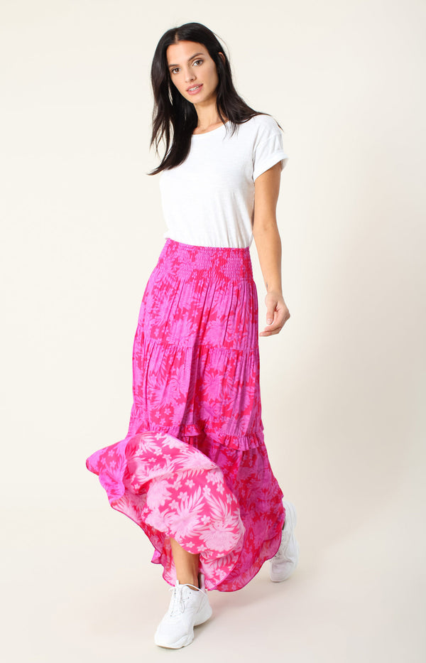 Madison Tiered Skirt,color_berry