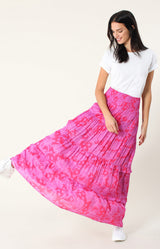Madison Tiered Skirt,color_berry
