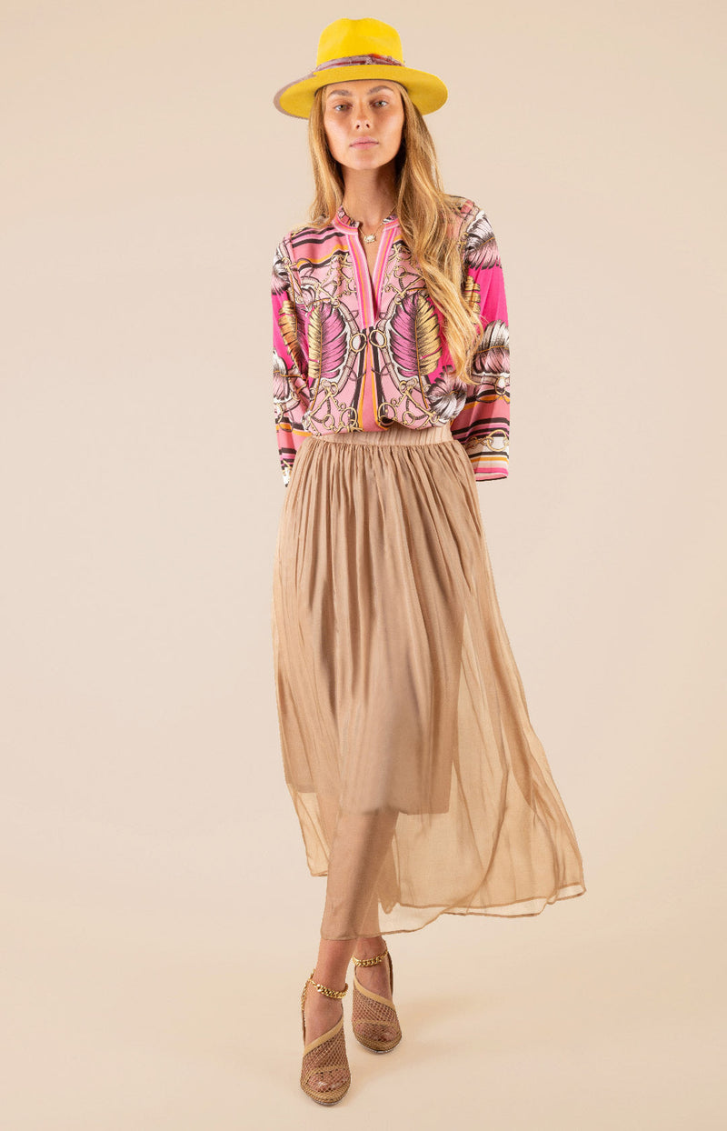 Carina Solid Skirt,color_camel