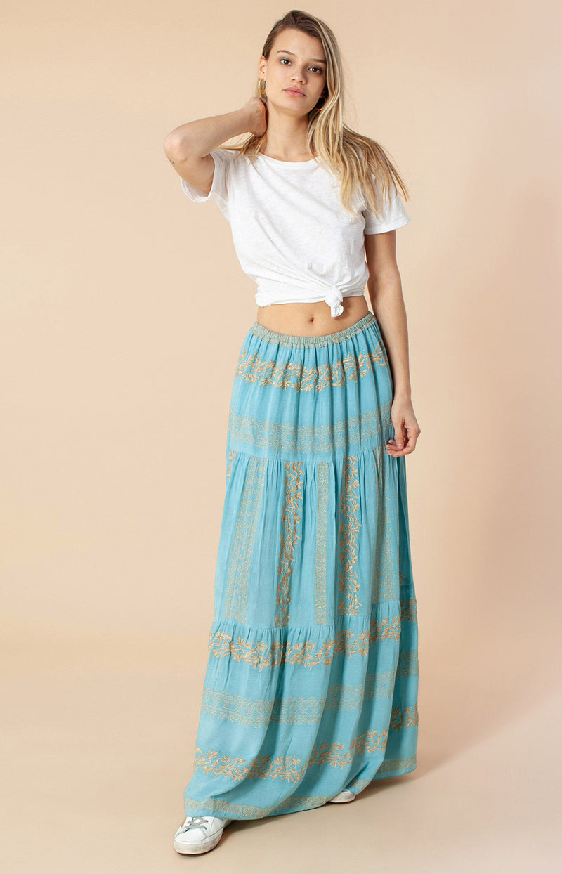 Evadne Maxi Skirt,color_sky