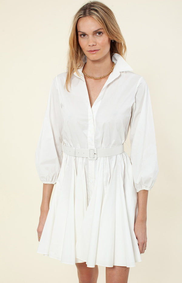 Vania Solid Poplin Dress, color_white