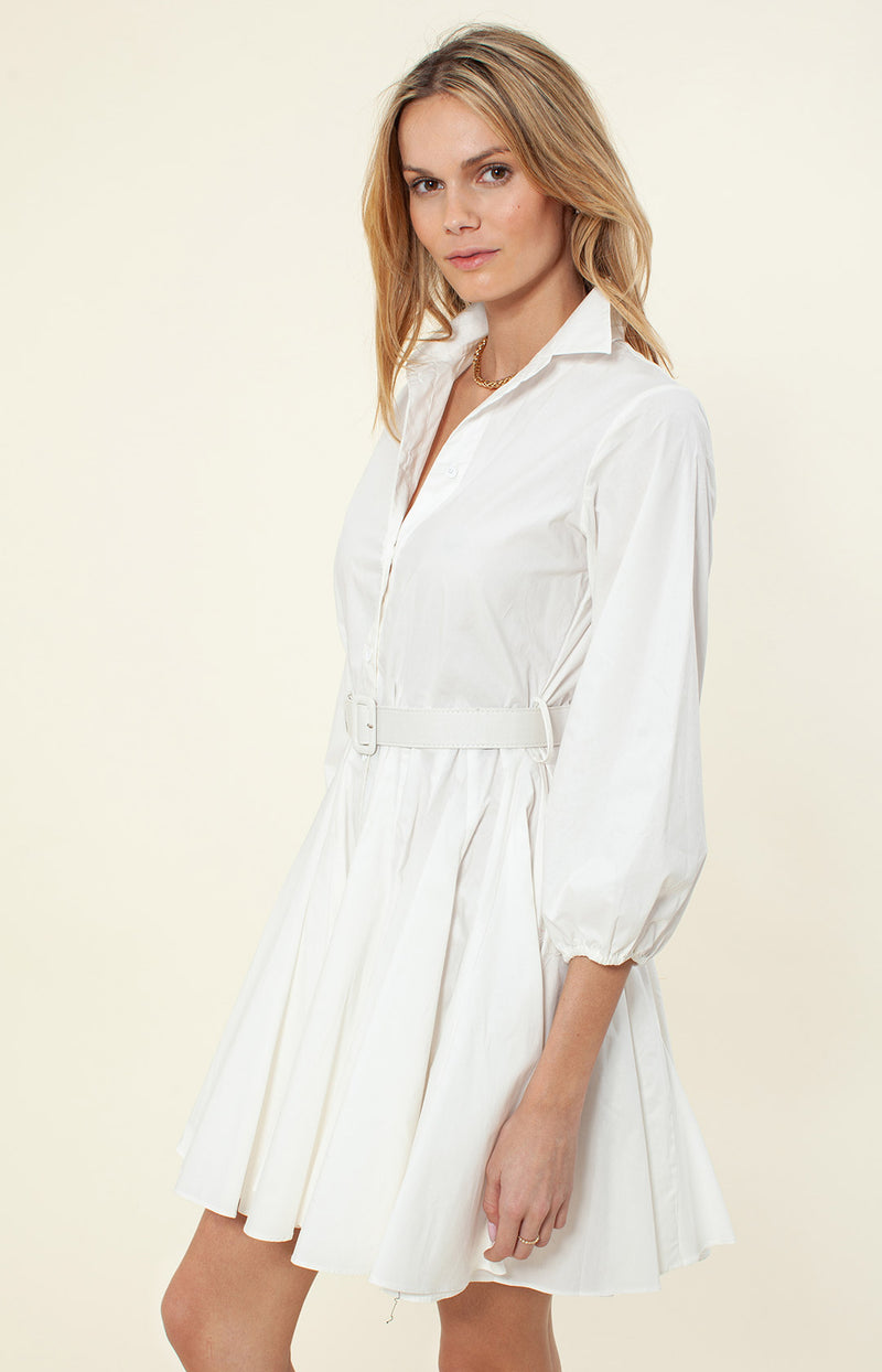 Vania Solid Poplin Dress, color_white