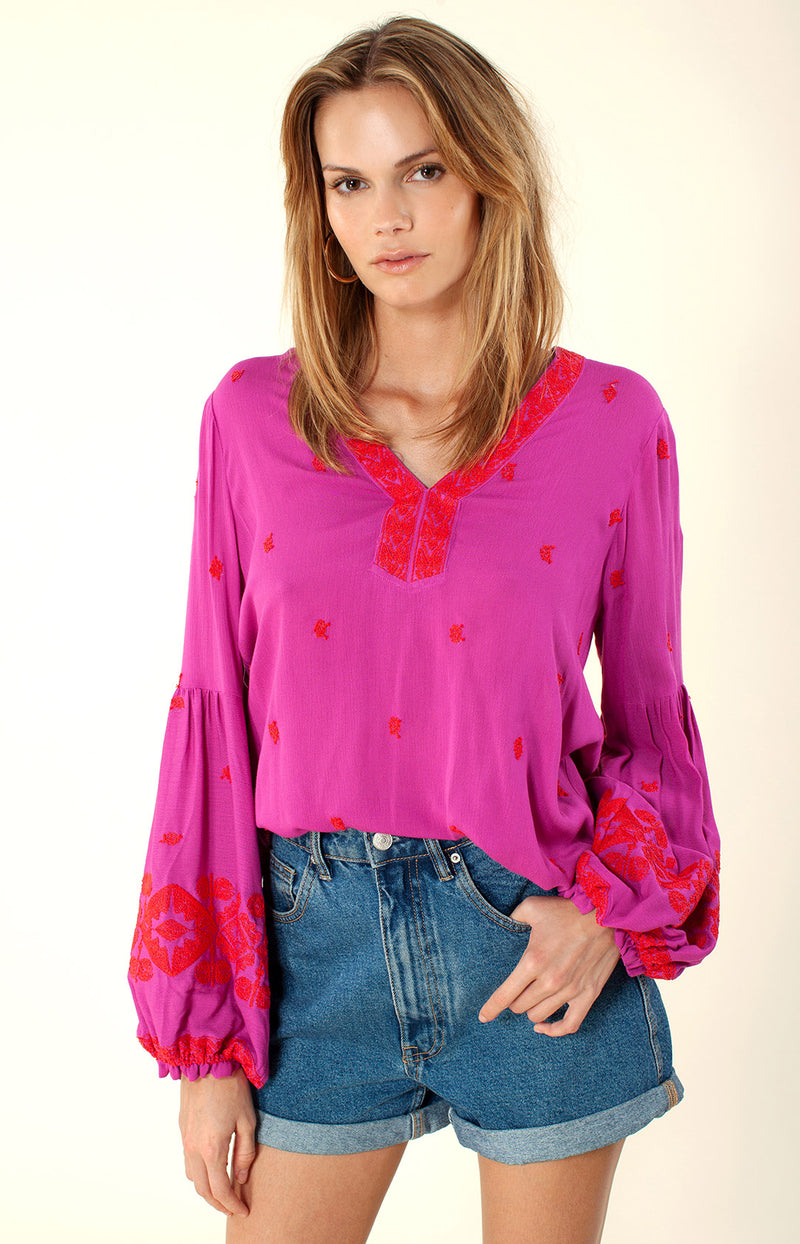 Tavanna Embroidered Top, color_pink