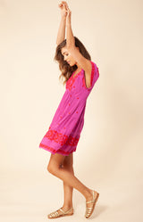 Mena Embroidered Dress, color_pink