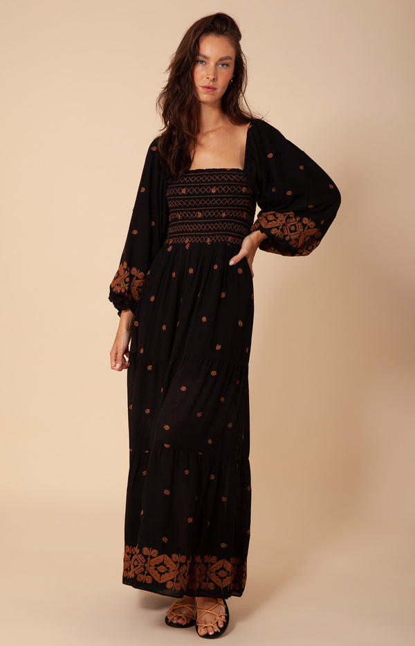 Jayden Embroidered Maxi Dress, color_black