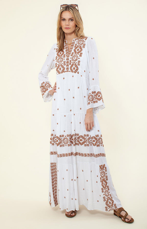 Marja Embroidered Maxi Dress, color_ivory