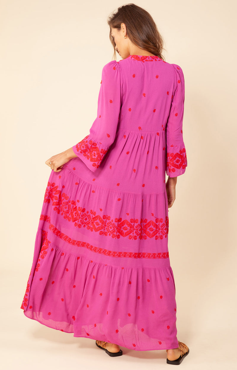 Marja Embroidered Maxi Dress, color_pink