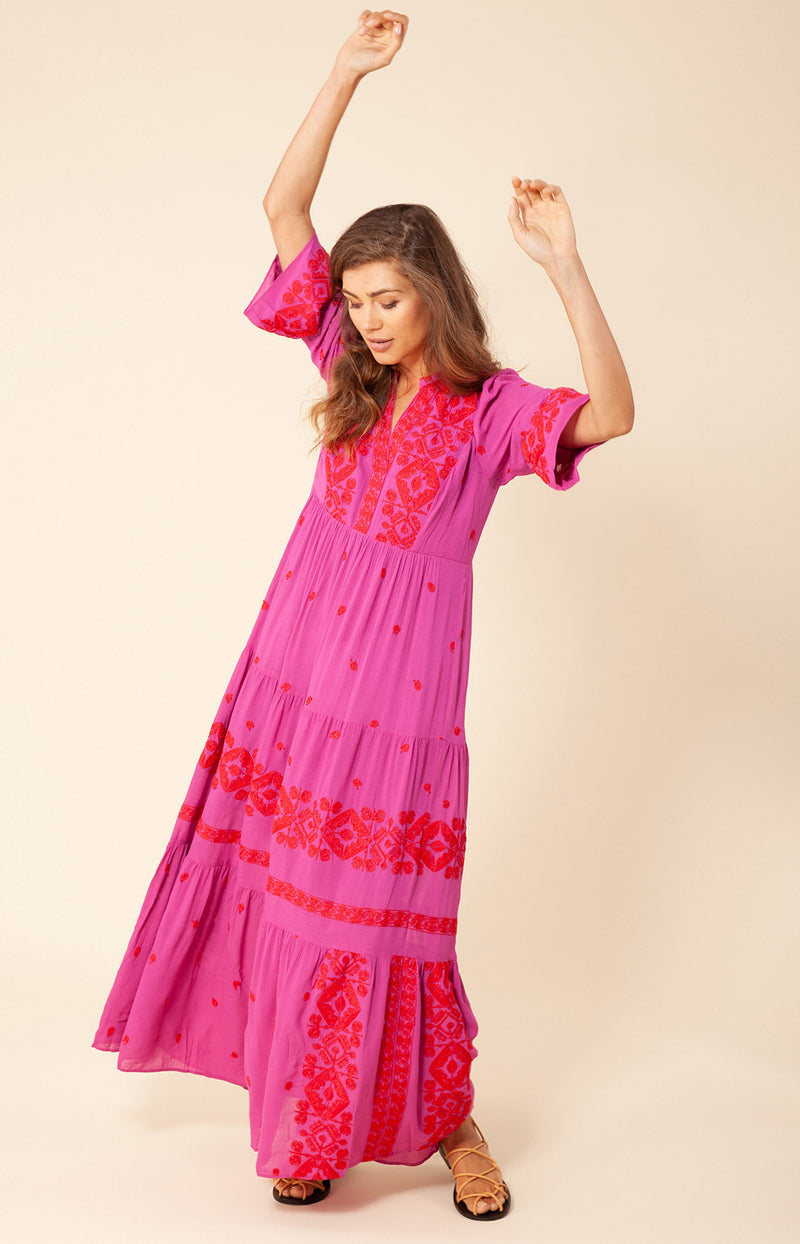 Marja Embroidered Maxi Dress, color_pink