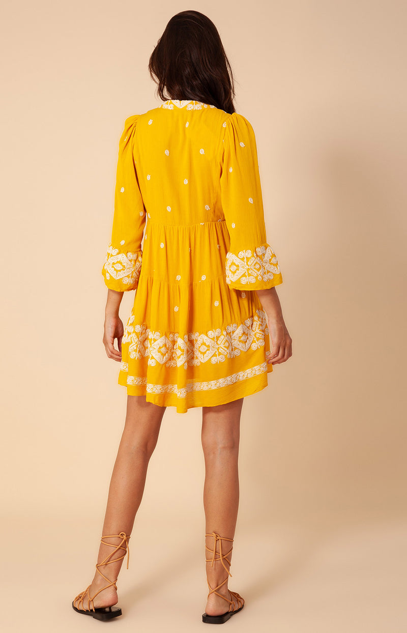 Marja Embroidered Dress, color_gold