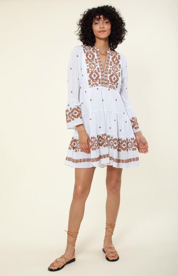 Marja Embroidered Dress, color_ivory