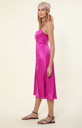 Manavi Solid Silk Dress, color_fuchsia