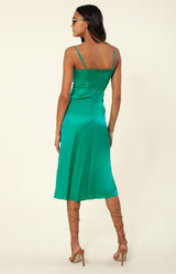 Manavi Solid Silk Dress, color_green
