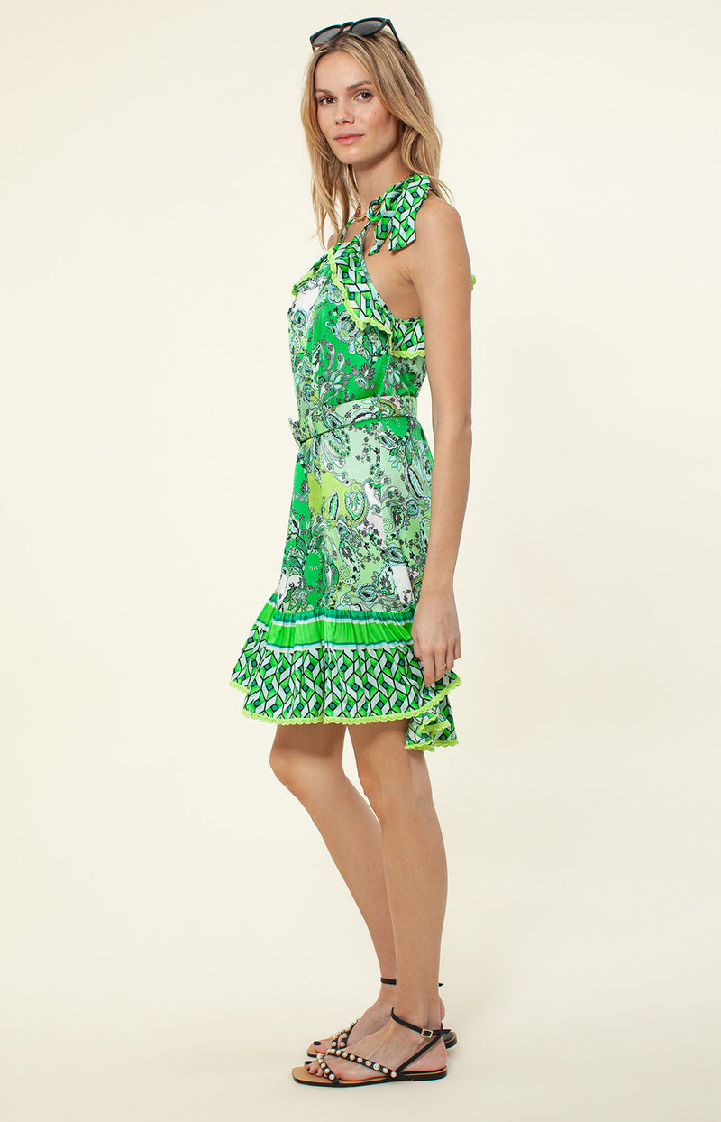 Idina Silk Dress, color_green