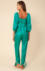 Tanea Solid Silk Pant, color_green