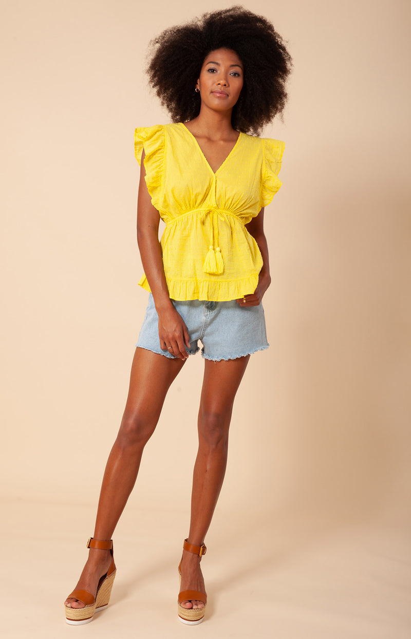 Cadana Solid Cropped Top, color_yellow
