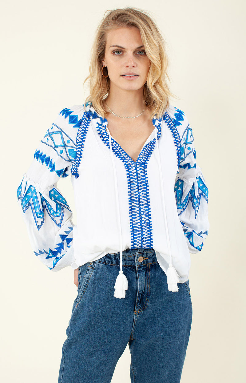 Terra Embroidered Top, color_blue