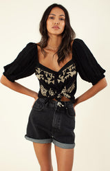 Westina Embroidered Top, color_black