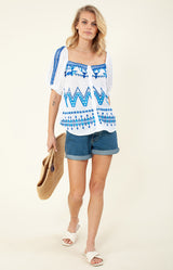 Westina Embroidered Top, color_blue