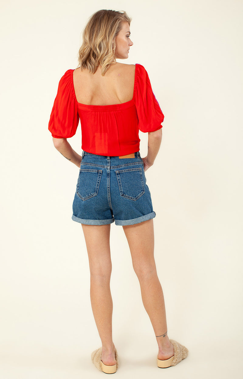 Westina Embroidered Top, color_poppy