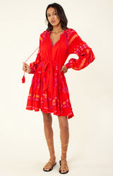 Ravin Embroidered Dress, color_poppy