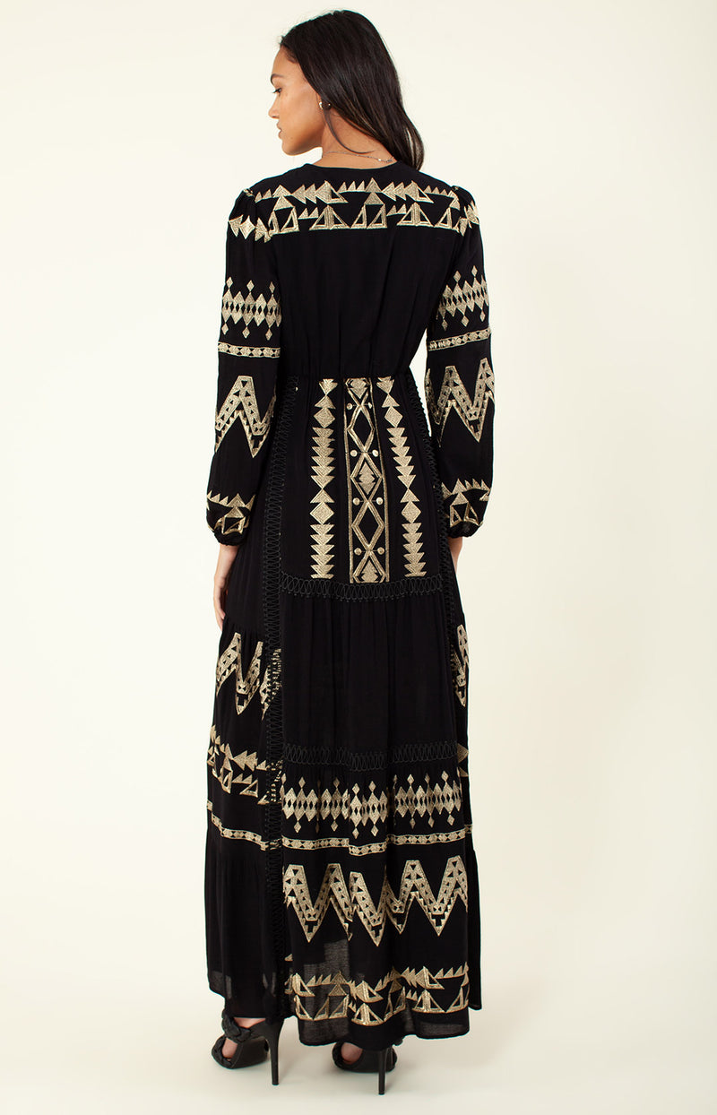 Fallin Embroidered Maxi Dress, color_black
