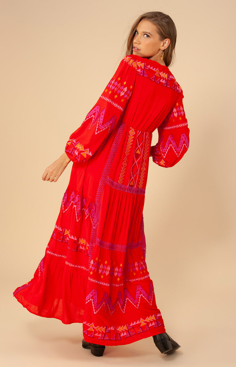Fallin Embroidered Maxi Dress, color_poppy