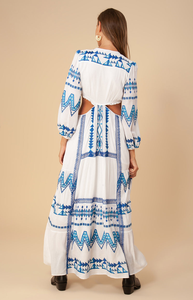 Fallin Embroidered Cut Out Maxi, color_blue