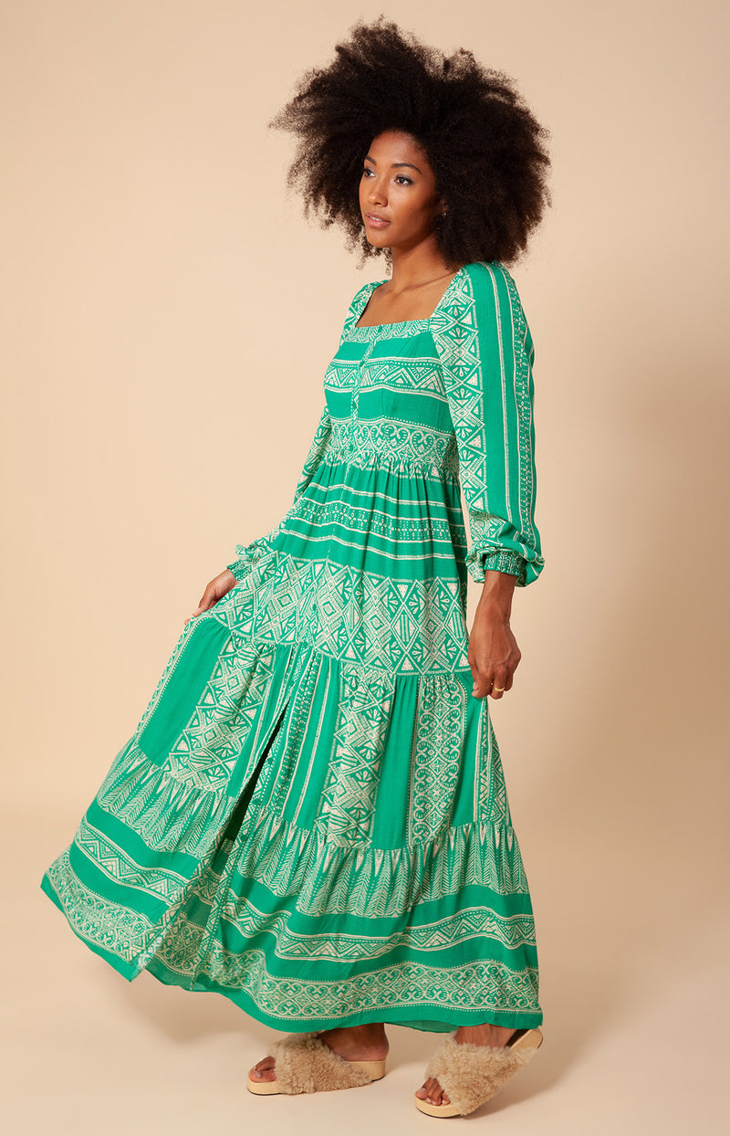 Anci Tiered Maxi Dress, color_green