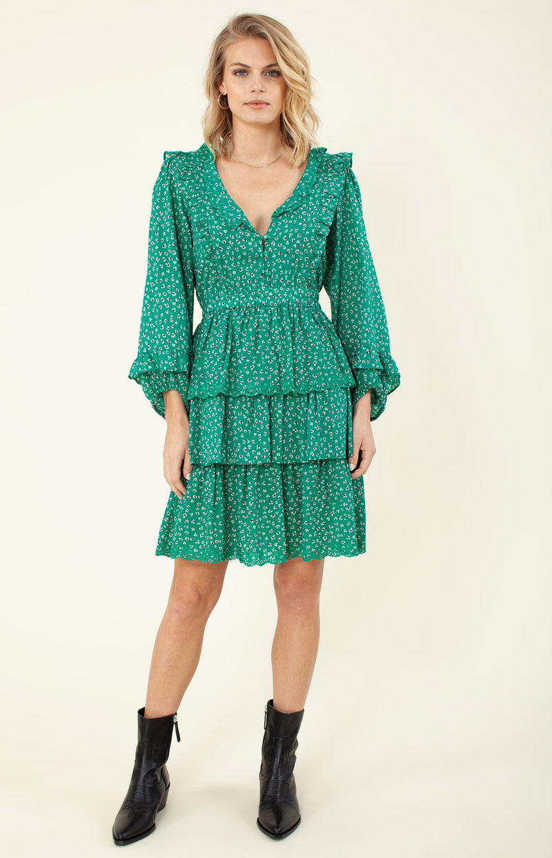 Christine Tiered Dress, color_green