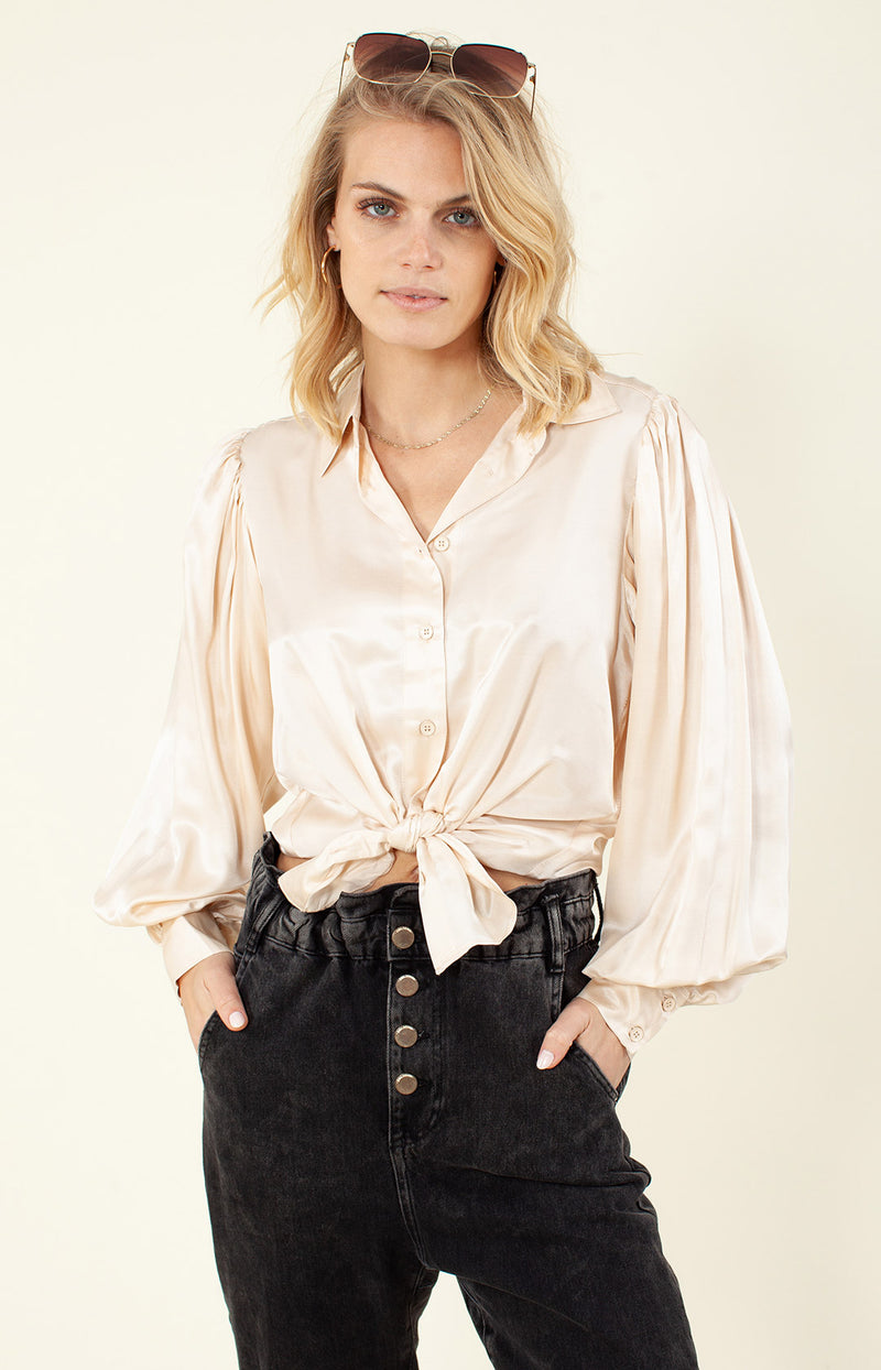Haddie Solid Silk Top, color_ivory