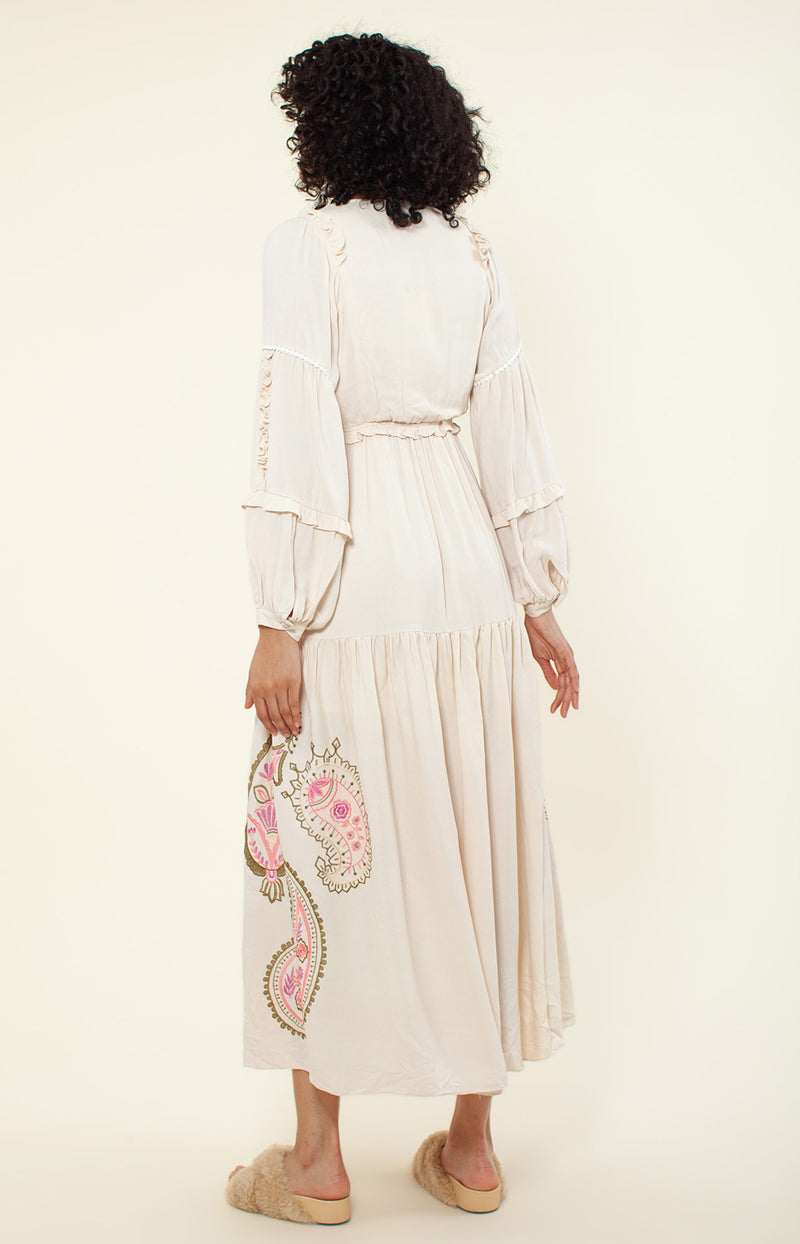 Josephine Embroidered Maxi Dress, color_Ivory