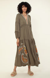 Josephine Embroidered Maxi Dress, color_Olive