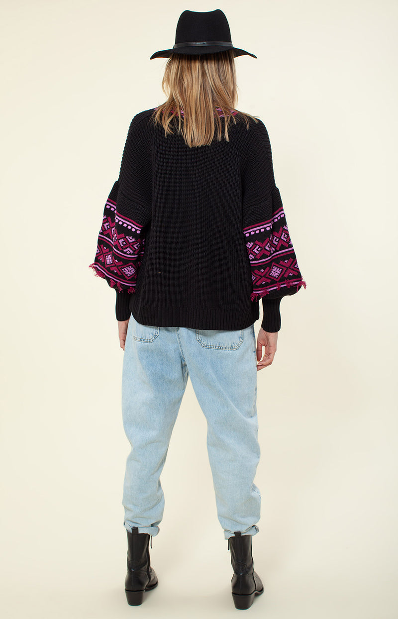 Isabelle Jacquard  Sweater, color_black