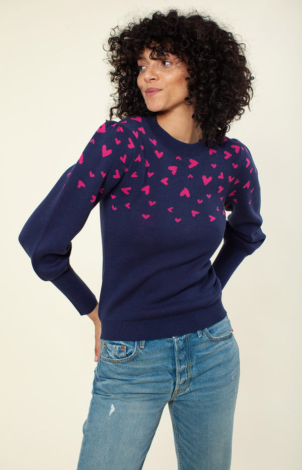 Aimee Jacquard Sweater, color_navy