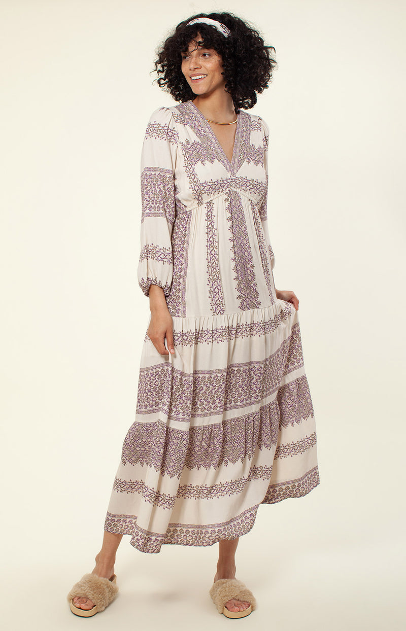 Gina Tiered Maxi Dress, color_ivory