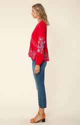 Donatella Embroidered Top, color_red